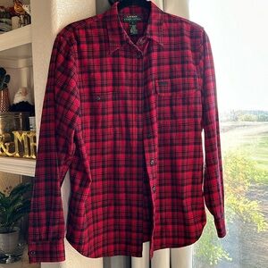 Ralph Lauren red & black flannel women’s button-down shirt soft size large